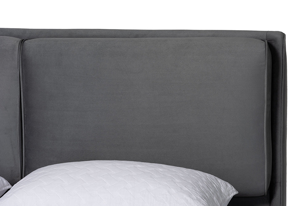 Baxton Studio - Etienne Queen Size Bed - BBT61231-Dark Grey-Queen view 4