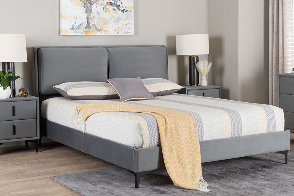 Baxton Studio - Etienne Queen Size Bed - BBT61231-Dark Grey-Queen view 5
