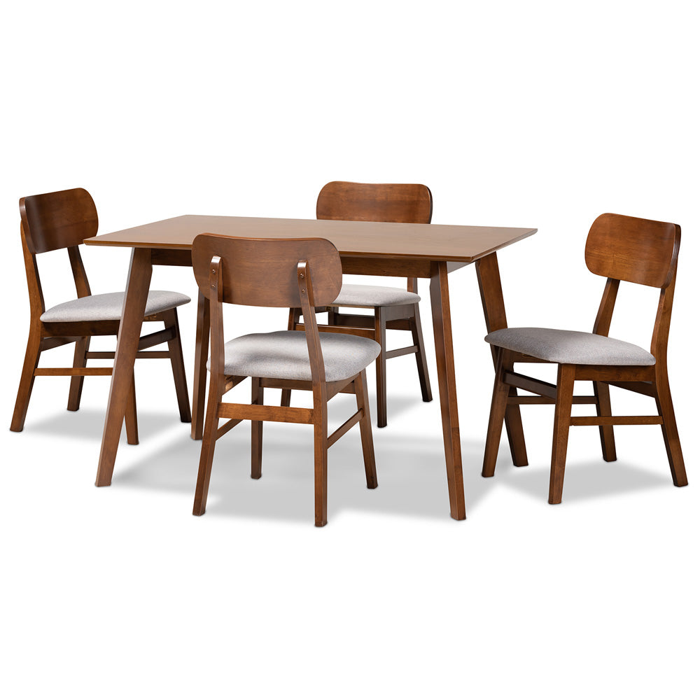 Baxton Studio - Euclid Dining Set in Grey/Walnut Brown - RH369C-Grey/Walnut-5PC Dining Set view 1