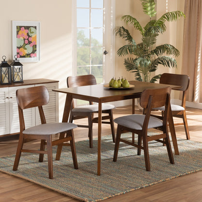 Baxton Studio - Euclid Dining Set in Grey/Walnut Brown - RH369C-Grey/Walnut-5PC Dining Set view 7