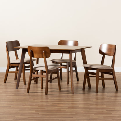 Baxton Studio - Euclid Dining Set in Sand/Walnut Brown - RH369C-Sand/Walnut-5PC Dining Set view 8