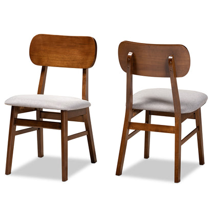Baxton Studio - Euclid Set of 2 Dining Chairs in Grey/Walnut Brown - RH369C-Grey/Walnut Flat Seat-DC-2PK view 1