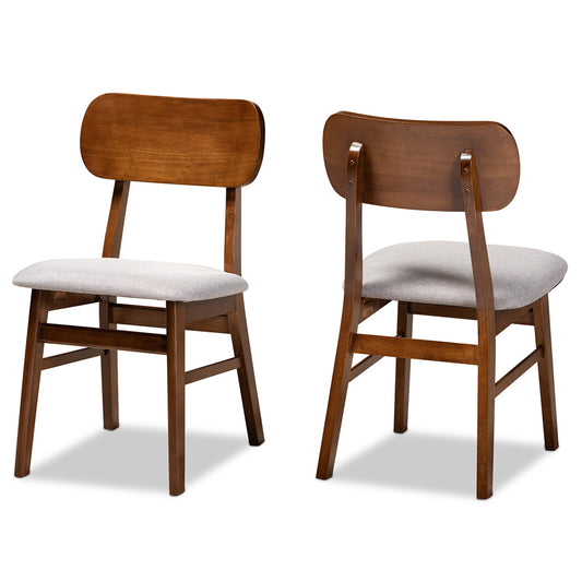 Baxton Studio - Euclid Set of 2 Dining Chairs in Grey/Walnut Brown - RH369C-Grey/Walnut Flat Seat-DC-2PK view 1