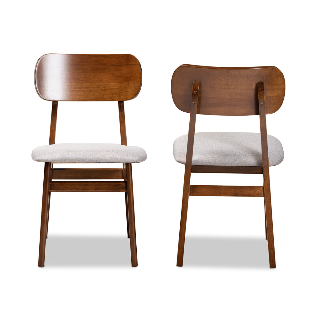Baxton Studio - Euclid Set of 2 Dining Chairs in Grey/Walnut Brown - RH369C-Grey/Walnut Flat Seat-DC-2PK view 2