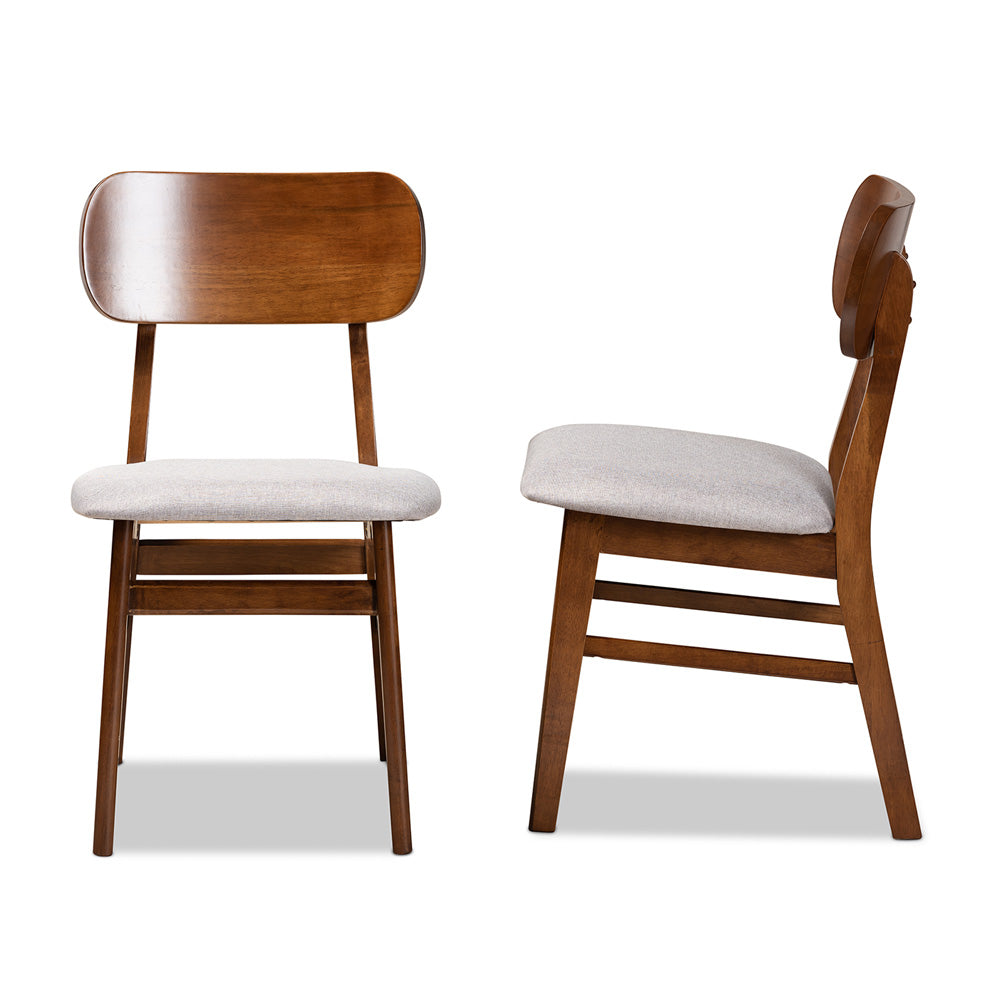Baxton Studio - Euclid Set of 2 Dining Chairs in Grey/Walnut Brown - RH369C-Grey/Walnut Flat Seat-DC-2PK view 3