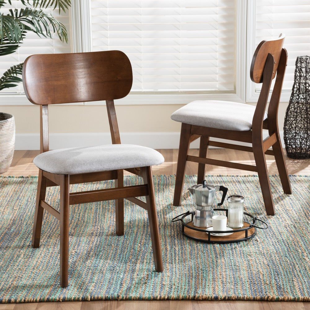 Baxton Studio - Euclid Set of 2 Dining Chairs in Grey/Walnut Brown - RH369C-Grey/Walnut Flat Seat-DC-2PK view 6