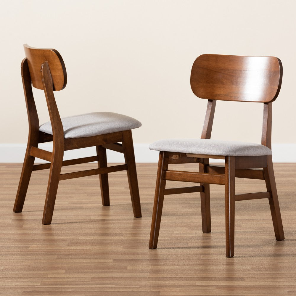 Baxton Studio - Euclid Set of 2 Dining Chairs in Grey/Walnut Brown - RH369C-Grey/Walnut Flat Seat-DC-2PK view 7