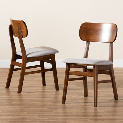 Baxton Studio - Euclid Set of 2 Dining Chairs in Grey/Walnut Brown - RH369C-Grey/Walnut Flat Seat-DC-2PK view 7
