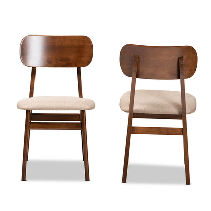 Baxton Studio - Euclid Set of 2 Dining Chairs in Sand/Walnut Brown - RH369C-Sand/Walnut Flat Seat-DC-2PK view 2