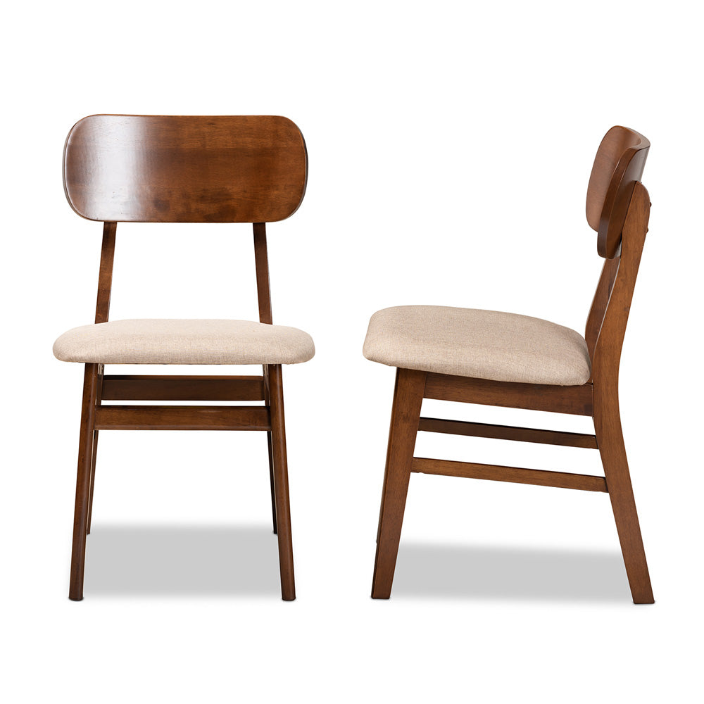 Baxton Studio - Euclid Set of 2 Dining Chairs in Sand/Walnut Brown - RH369C-Sand/Walnut Flat Seat-DC-2PK view 3
