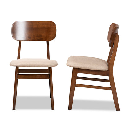 Baxton Studio - Euclid Set of 2 Dining Chairs in Sand/Walnut Brown - RH369C-Sand/Walnut Flat Seat-DC-2PK view 3