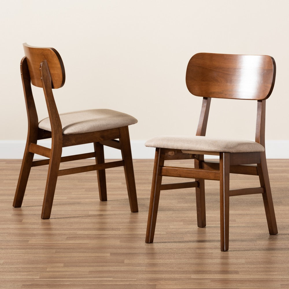 Baxton Studio - Euclid Set of 2 Dining Chairs in Sand/Walnut Brown - RH369C-Sand/Walnut Flat Seat-DC-2PK view 7