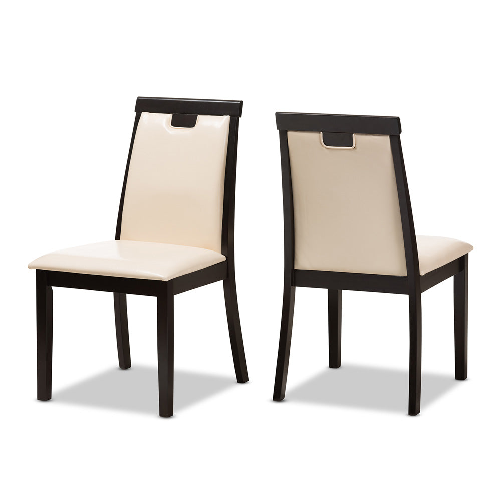 Baxton Studio - Evelyn Dining Set in Beige/Dark Brown - RH5998C-Dark Brown/Beige Dining Set view 2