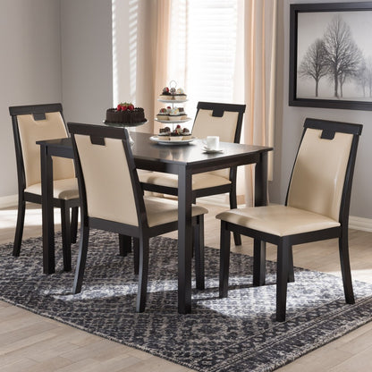 Baxton Studio - Evelyn Dining Set in Beige/Dark Brown - RH5998C-Dark Brown/Beige Dining Set view 5
