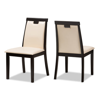 Baxton Studio - Evelyn Set of 2 Dining Chairs in Beige/Dark Brown - RH5998C-Dark Brown/Beige-DC view 1
