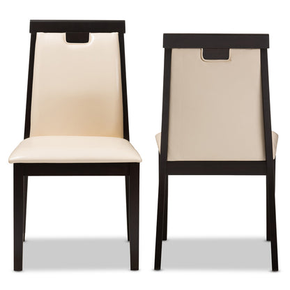Baxton Studio - Evelyn Set of 2 Dining Chairs in Beige/Dark Brown - RH5998C-Dark Brown/Beige-DC view 2