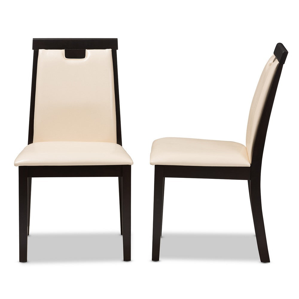 Baxton Studio - Evelyn Set of 2 Dining Chairs in Beige/Dark Brown - RH5998C-Dark Brown/Beige-DC view 3