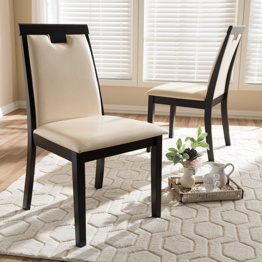 Baxton Studio - Evelyn Set of 2 Dining Chairs in Beige/Dark Brown - RH5998C-Dark Brown/Beige-DC view 5