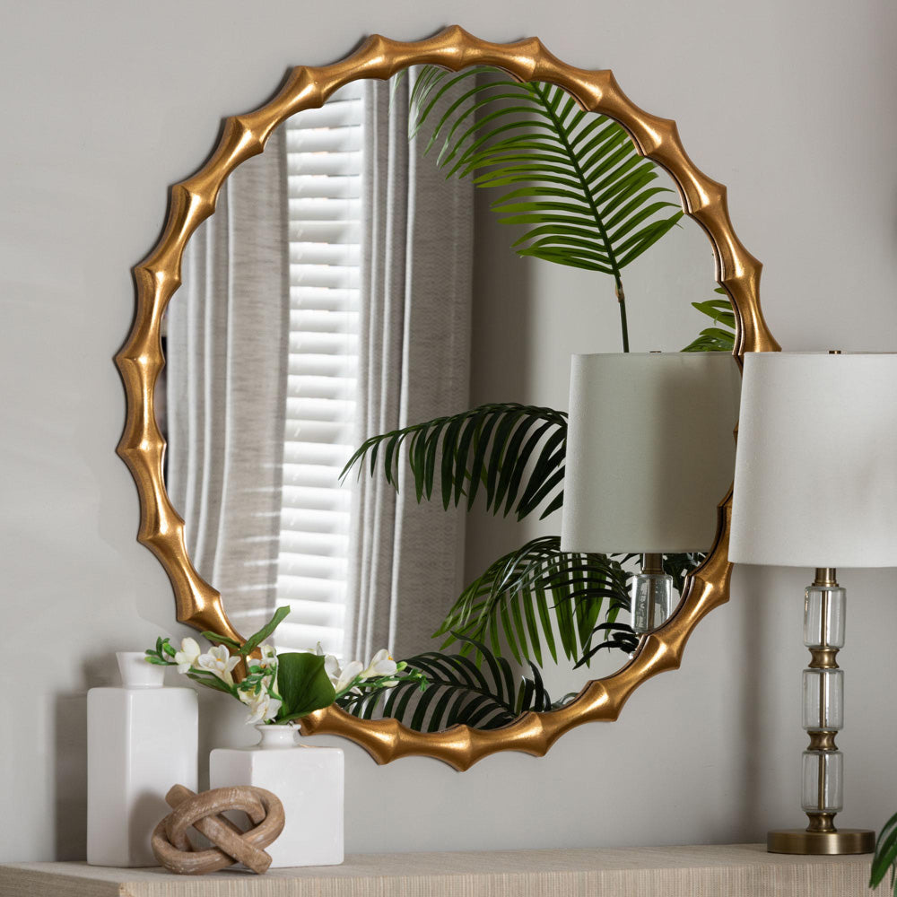 Baxton Studio - Everette Mirror in Antique Goldleaf - RXW-10948-Wall Mirror view 3