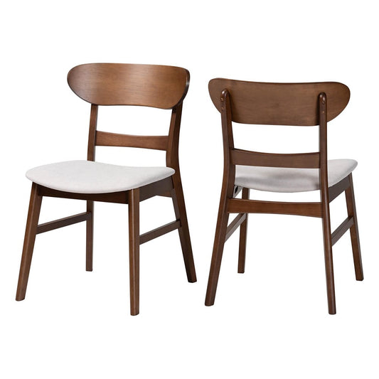 Baxton Studio - Everwood Set of 2 Dining Chairs in Taupe/Walnut Brown - Everwood-Taupe/Walnut-DC view 1