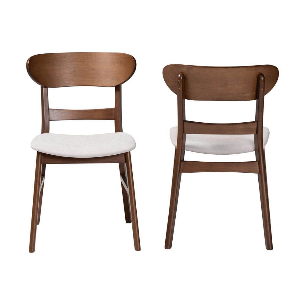 Baxton Studio - Everwood Set of 2 Dining Chairs in Taupe/Walnut Brown - Everwood-Taupe/Walnut-DC view 2