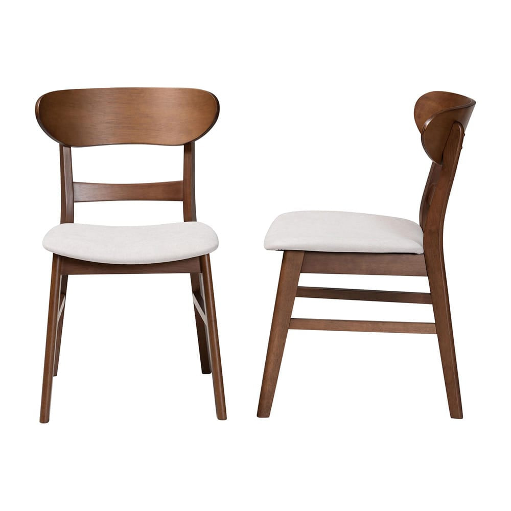 Baxton Studio - Everwood Set of 2 Dining Chairs in Taupe/Walnut Brown - Everwood-Taupe/Walnut-DC view 3