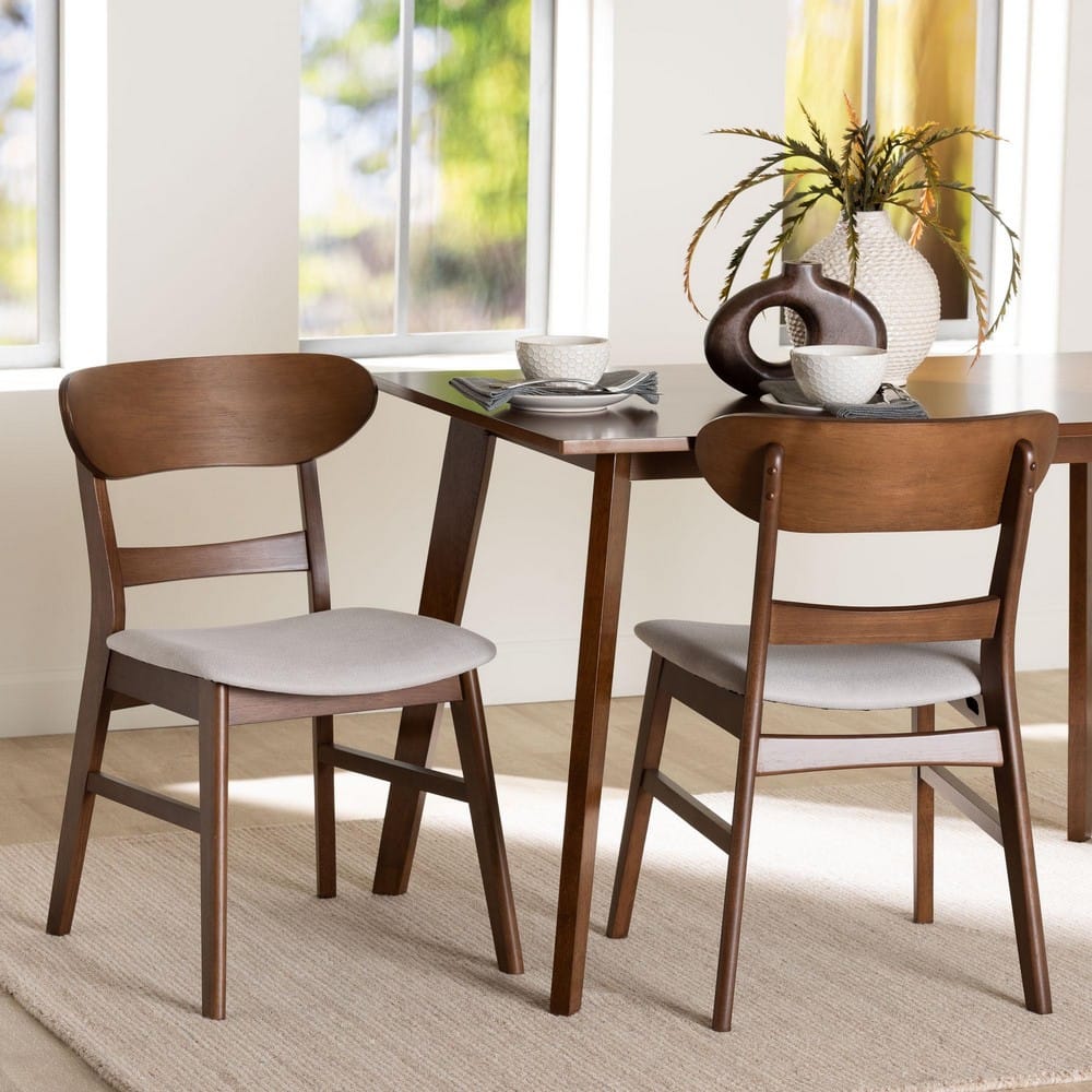 Baxton Studio - Everwood Set of 2 Dining Chairs in Taupe/Walnut Brown - Everwood-Taupe/Walnut-DC view 7