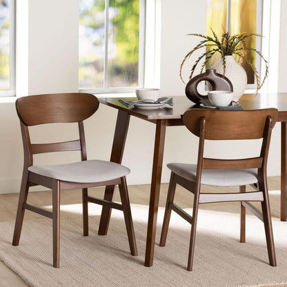 Baxton Studio - Everwood Set of 2 Dining Chairs in Taupe/Walnut Brown - Everwood-Taupe/Walnut-DC view 7