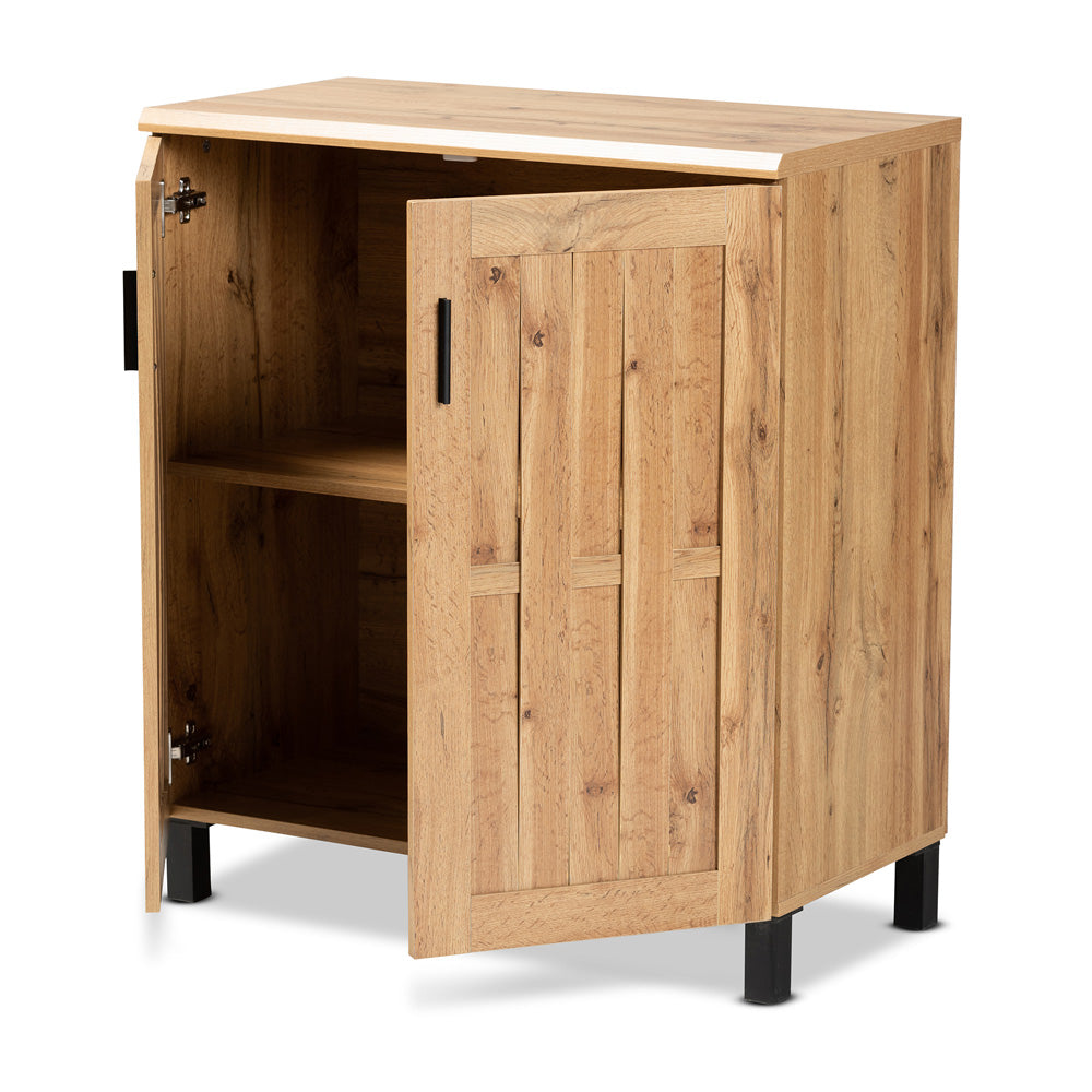Baxton Studio - Excel Storage Cabinet in Oak Brown/Black - SR 890005-H-Wotan Oak view 2