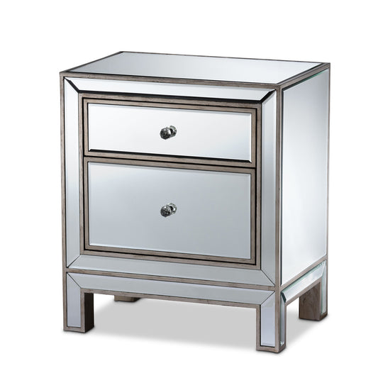 Baxton Studio - Fadri End Table in Mirrored/Antique Sliver - RXF-2393-ET view 1