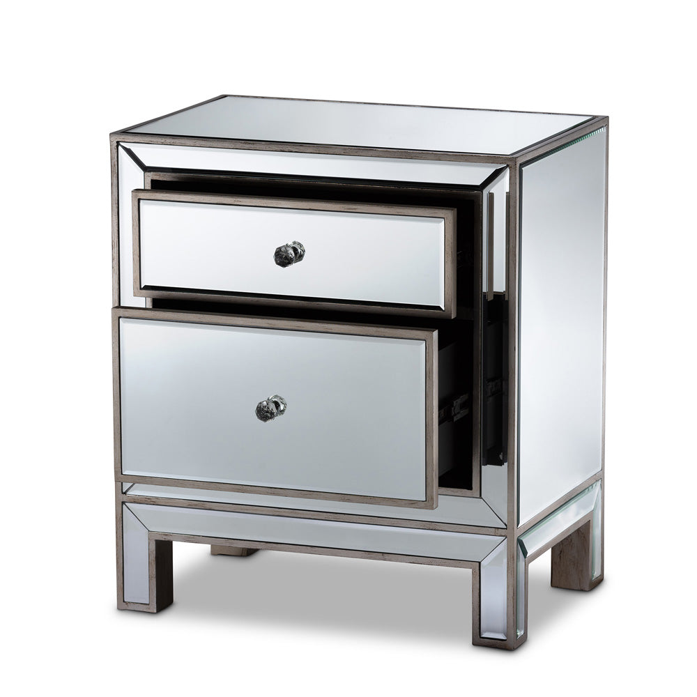 Baxton Studio - Fadri End Table in Mirrored/Antique Sliver - RXF-2393-ET view 2
