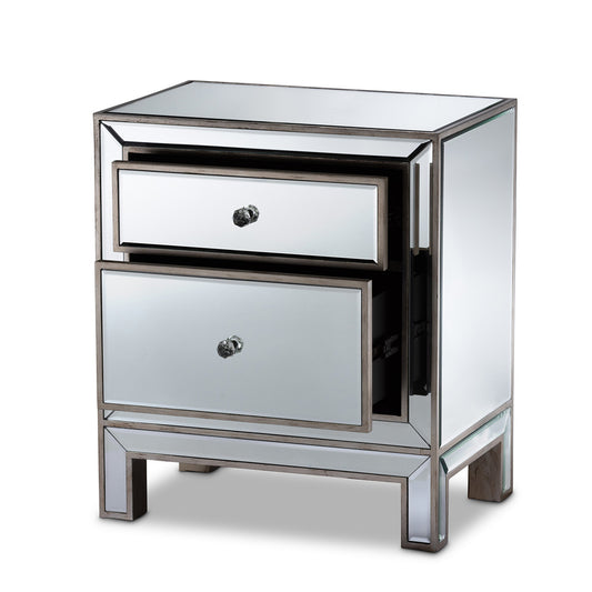 Baxton Studio - Fadri End Table in Mirrored/Antique Sliver - RXF-2393-ET view 2