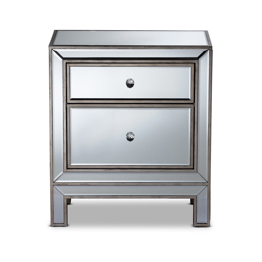 Baxton Studio - Fadri End Table in Mirrored/Antique Sliver - RXF-2393-ET view 3