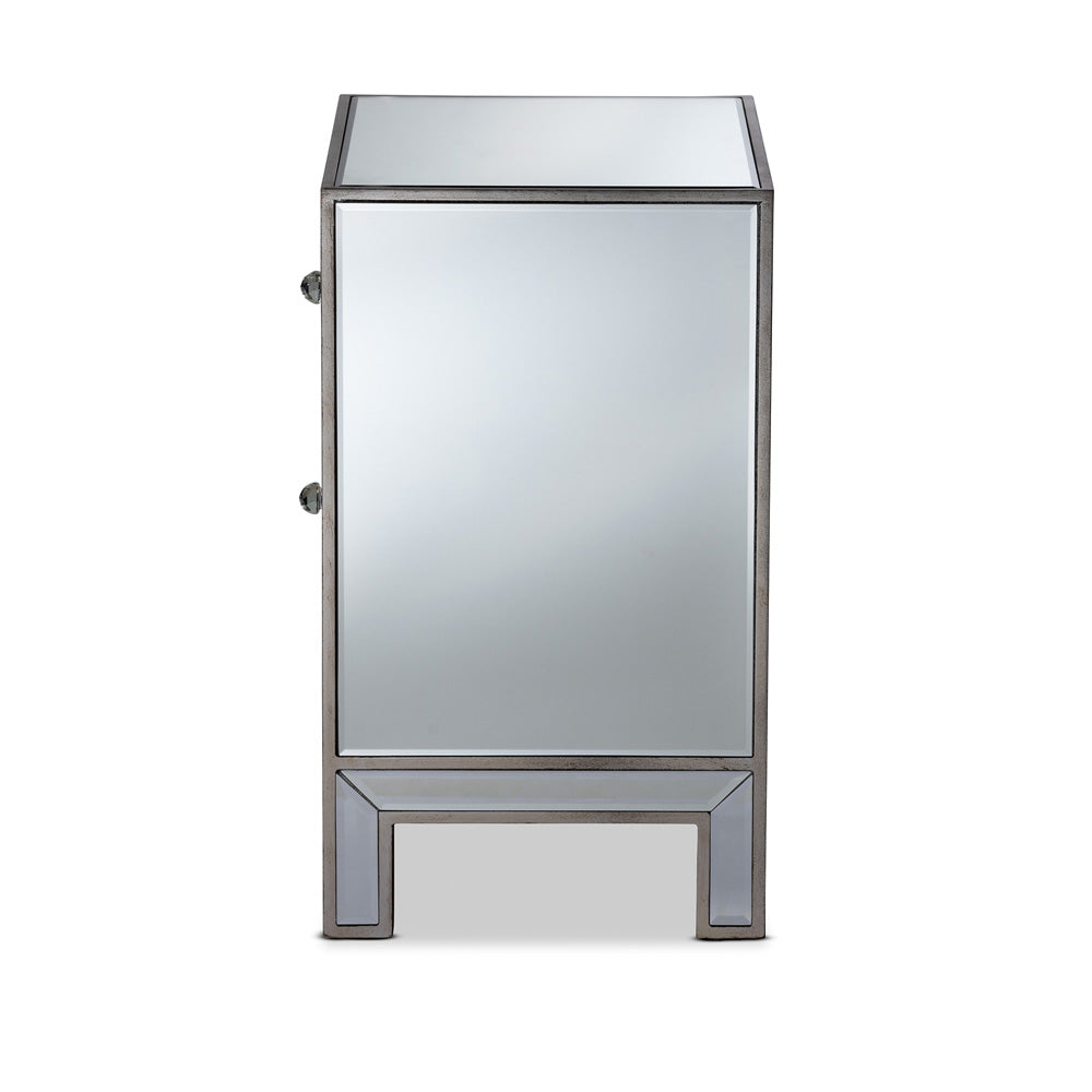 Baxton Studio - Fadri End Table in Mirrored/Antique Sliver - RXF-2393-ET view 4