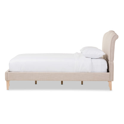 Baxton Studio - Fannie Queen Size Bed in Beige - BBT6571-Beige-Queen view 2