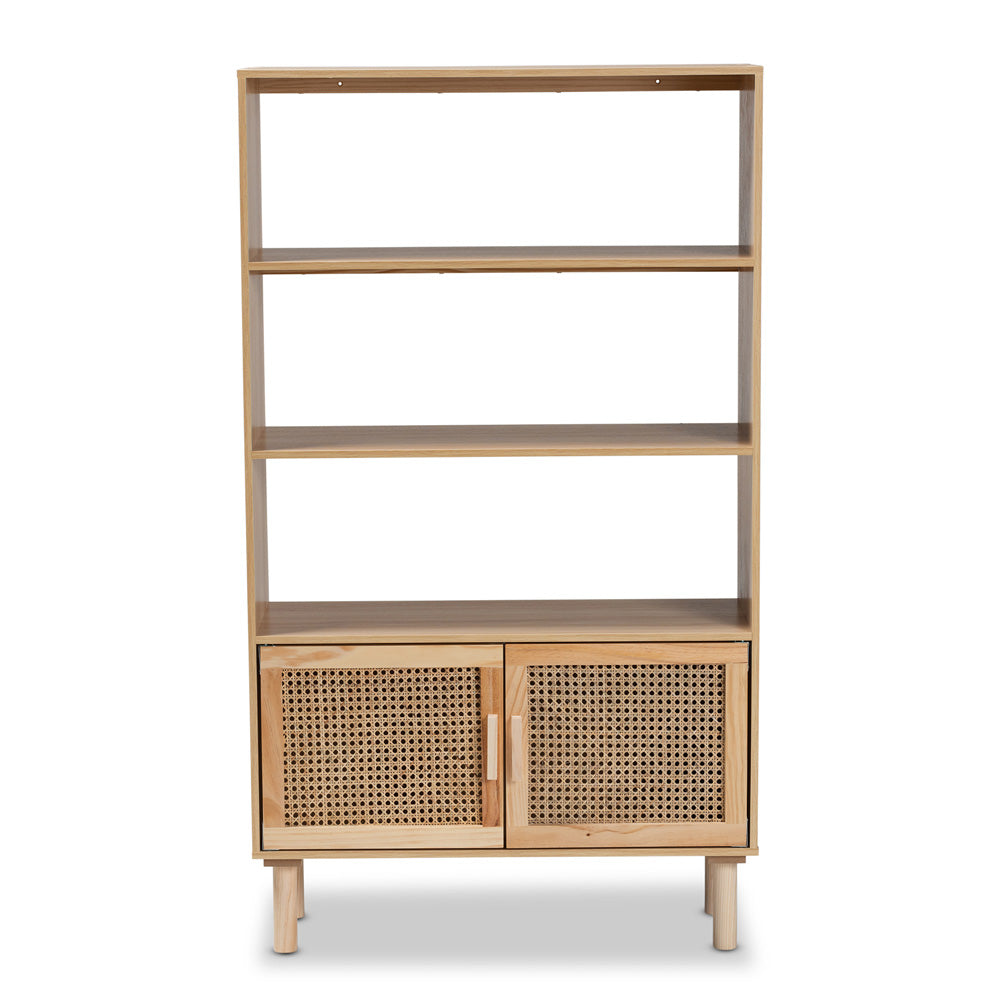 Baxton Studio - Faulkner Bookcase in Beige/Natural Brown - FM203-034-Natural Wooden-Bookcase view 3