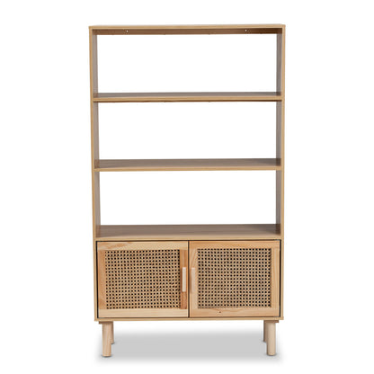 Baxton Studio - Faulkner Bookcase in Beige/Natural Brown - FM203-034-Natural Wooden-Bookcase view 3