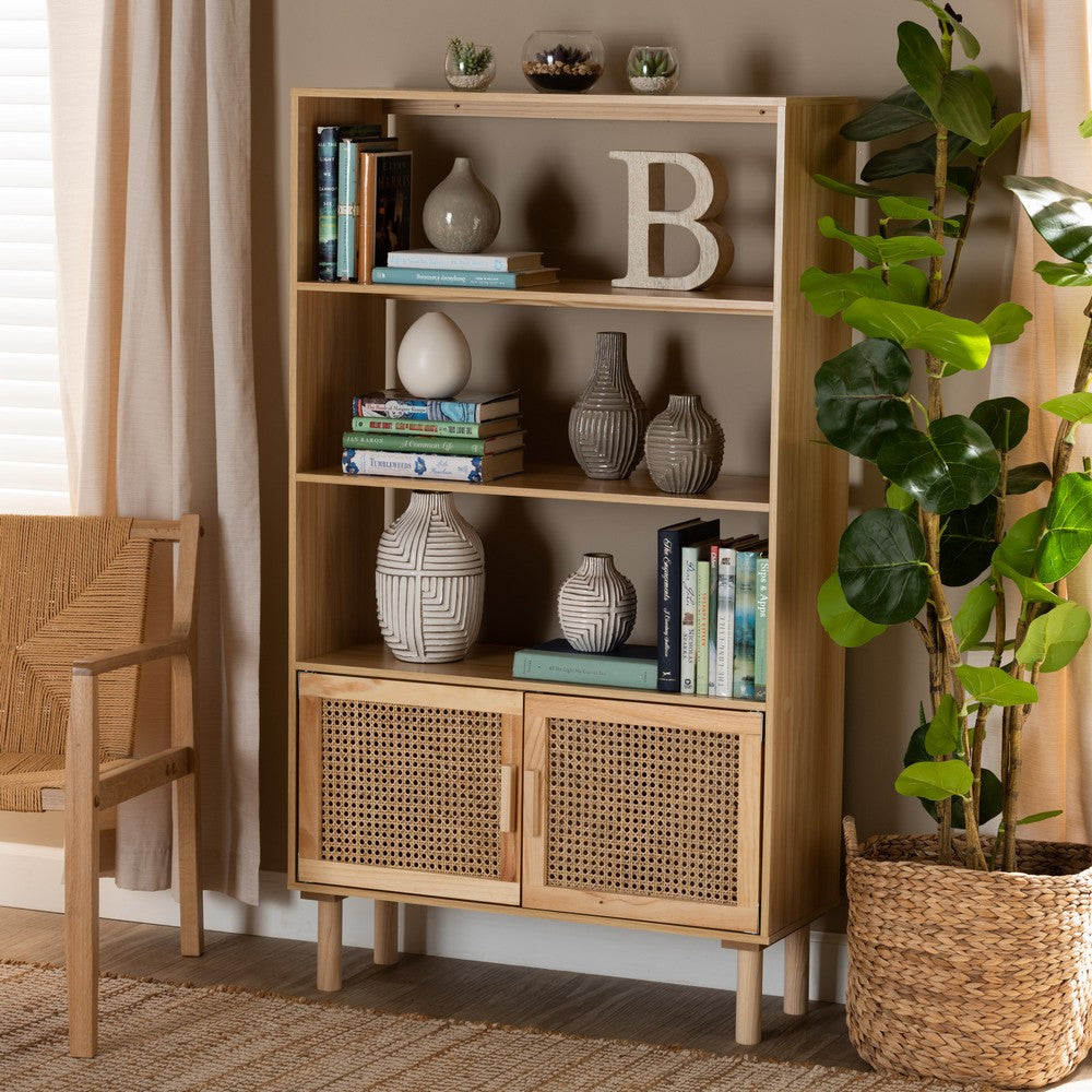 Baxton Studio - Faulkner Bookcase in Beige/Natural Brown - FM203-034-Natural Wooden-Bookcase view 8