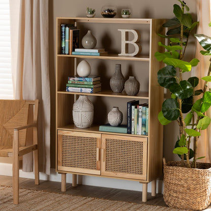Baxton Studio - Faulkner Bookcase in Beige/Natural Brown - FM203-034-Natural Wooden-Bookcase view 8