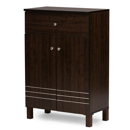 Baxton Studio - Felda Shoe Cabinet in Dark Brown - SC864598-Wenge view 1