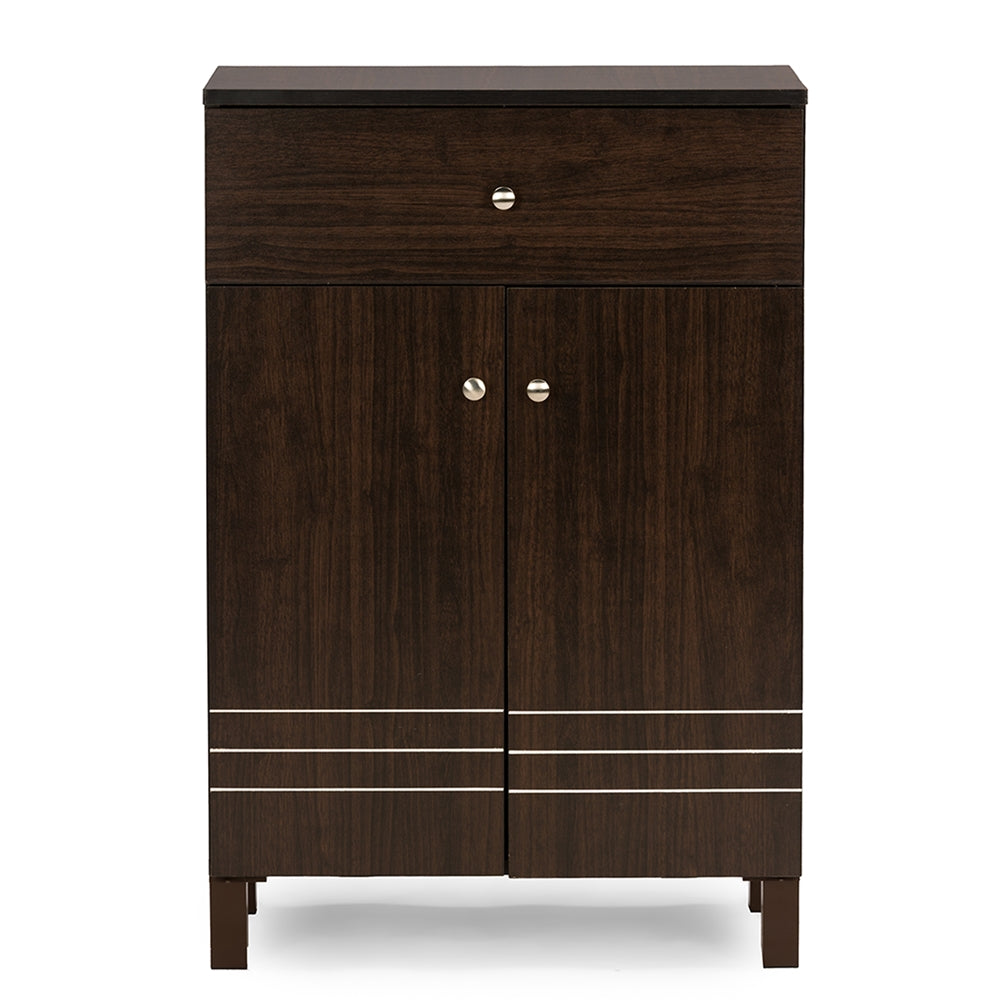 Baxton Studio - Felda Shoe Cabinet in Dark Brown - SC864598-Wenge view 2