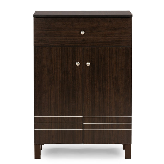 Baxton Studio - Felda Shoe Cabinet in Dark Brown - SC864598-Wenge view 2