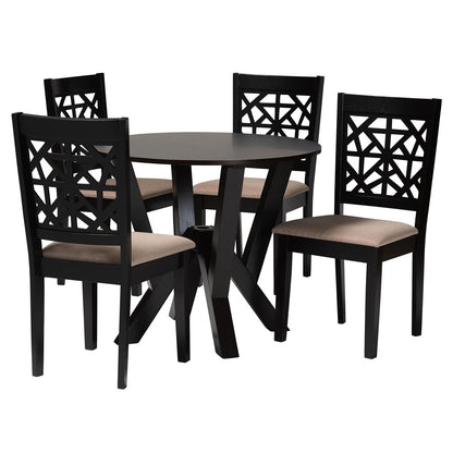 Baxton Studio - Felice Dining Set in Beige/Dark Brown - Felice-Sand/Dark Brown-5PC Dining Set view 1