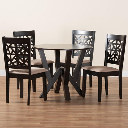 Baxton Studio - Felice Dining Set in Beige/Dark Brown - Felice-Sand/Dark Brown-5PC Dining Set view 9