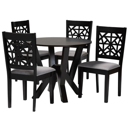 Baxton Studio - Felice Dining Set in Grey/Dark Brown - Felice-Grey/Dark Brown-5PC Dining Set view 1
