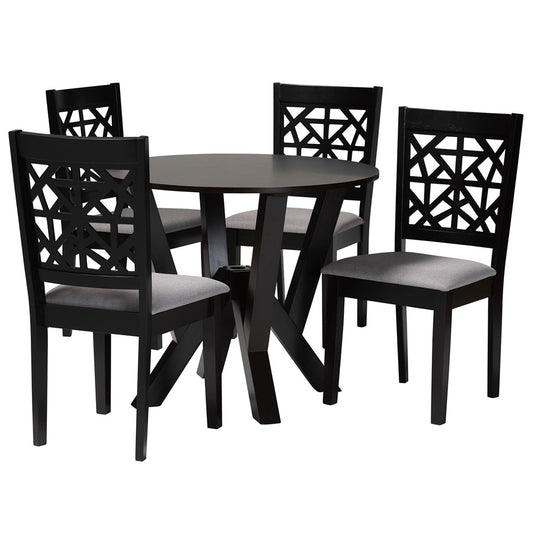 Baxton Studio - Felice Dining Set in Grey/Dark Brown - Felice-Grey/Dark Brown-5PC Dining Set view 1