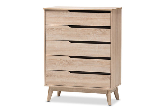 Baxton Studio - Fella Chest - FLCOD00806-Hana Oak/Dark Grey-5DW-Chest view 1