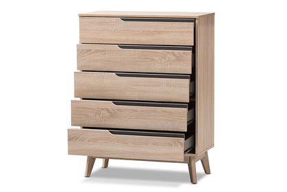 Baxton Studio - Fella Chest - FLCOD00806-Hana Oak/Dark Grey-5DW-Chest view 2