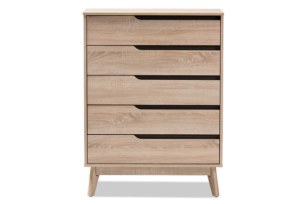 Baxton Studio - Fella Chest - FLCOD00806-Hana Oak/Dark Grey-5DW-Chest view 3