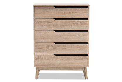 Baxton Studio - Fella Chest - FLCOD00806-Hana Oak/Dark Grey-5DW-Chest view 3